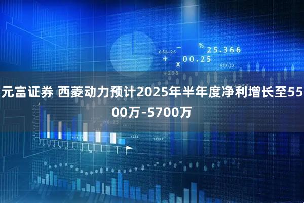 元富证券 西菱动力预计2025年半年度净利增长至5500万-5700万