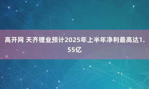 高开网 天齐锂业预计2025年上半年净利最高达1.55亿